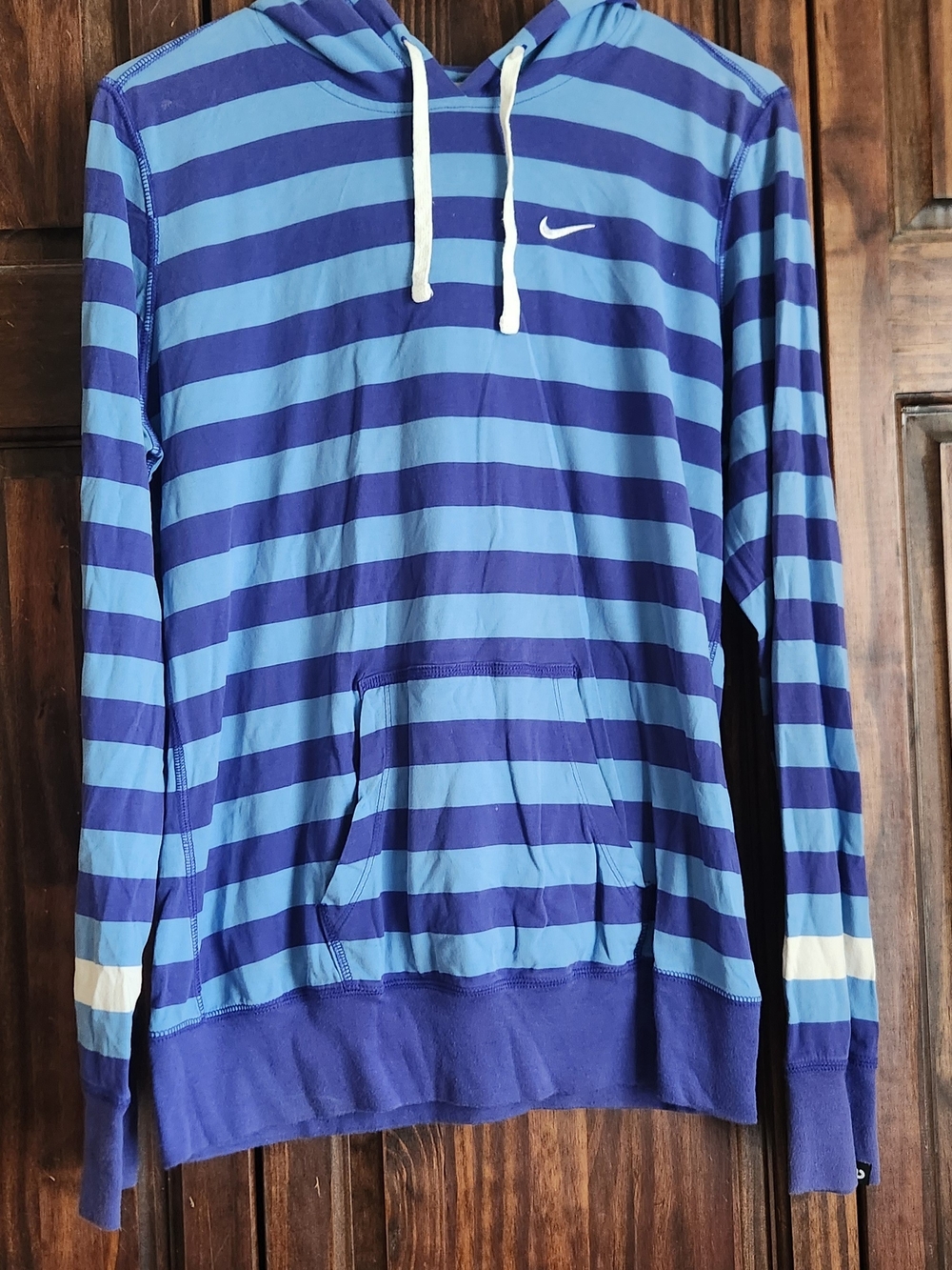 Nike Blue & Navy Striped Pullover Hoodie